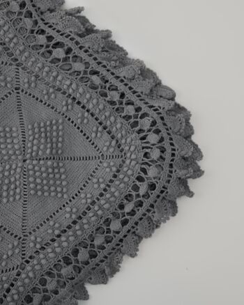 Dessus de lit en crochet vintage - 1930 - gris perle 1