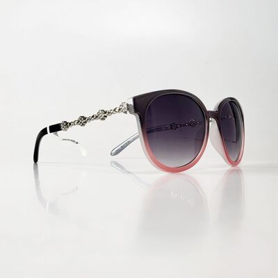 Schwarz/rosa TopTen Sonnenbrille mit Ornamenten an den Bügeln SRH2799BLK