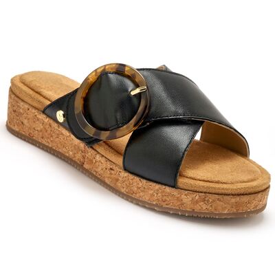 Summer leather mules with wedge heel (2010759 - 0026)