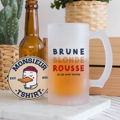 Beer mug brunette blonde redhead