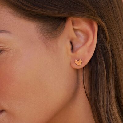 Yesenia chip earrings - small colored enamel heart pendant