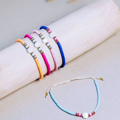 Heishi mother-of-pearl hexagon bracelets B085