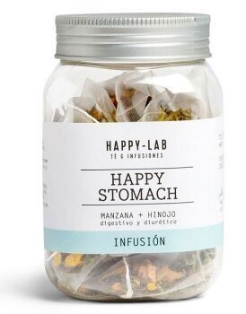 Happy-Lab HAPPY STOMACH infuso senza teina ideale per migliorare la digestione bottiglia da 14 piramidi biodegradabili
