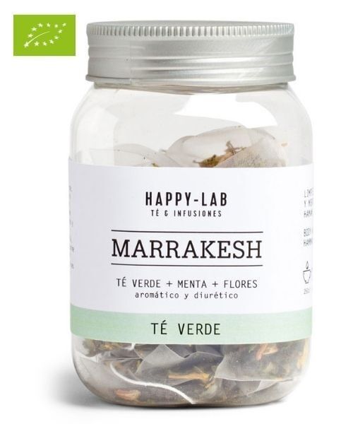 Tè verde Happy-Lab MARRAKESH alla menta vasetto da 14 piramidi biodegradabili