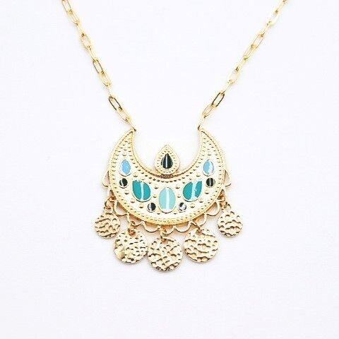 Moorish style stainless steel necklace with tassel