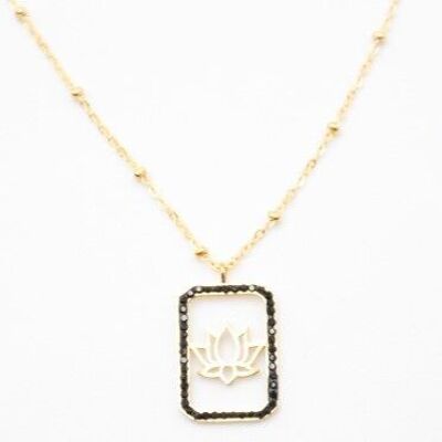 Rhinestone and lotus pendant necklace