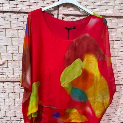 Blusa in Seta Multicolor da Donna di Alta Qualità e Taglia Unica