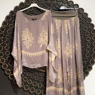 Women's Silk Blouse + Pants Set with Beautiful Design