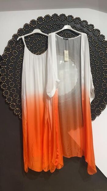 Ensemble robe + kimono en soie italienne au design coloré 3
