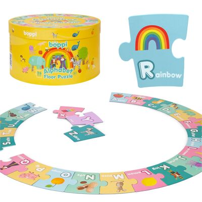 boppi - Puzzle de sol Alphabet Cartes Flash ABC - Fabriqué à partir de carton recyclé