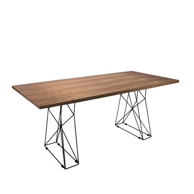 Rectangular walnut and black steel dining table 1107