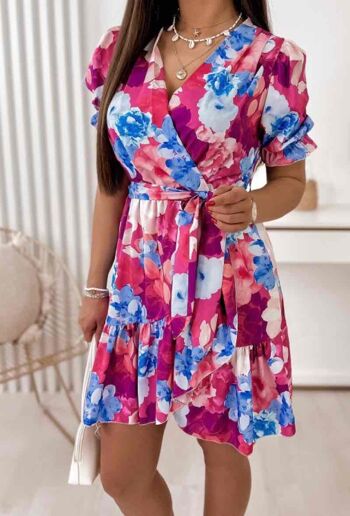 Robe courte imprimée manche courte - 2139