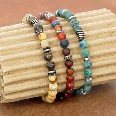 Set of 3 bracelets for men in natural stones