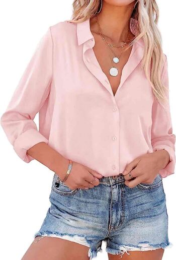 Chemise uni - 5616-Rose 2