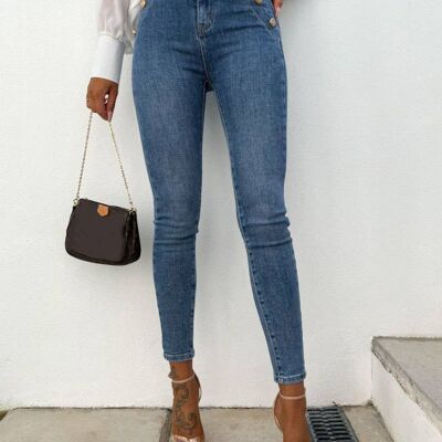 Skinny jeans with gold buttons - EB011