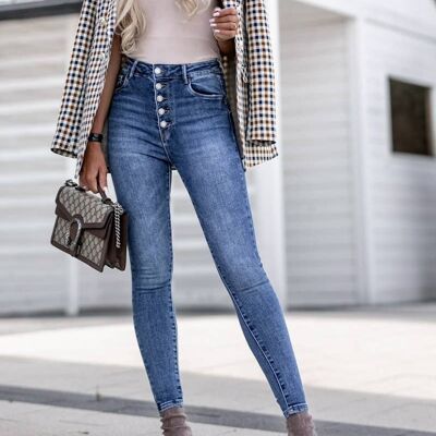 High waist buttoned push up skinny jeans - EB010