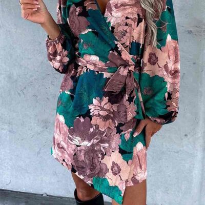 Kurzes bedrucktes Kleid – 2203-Pink