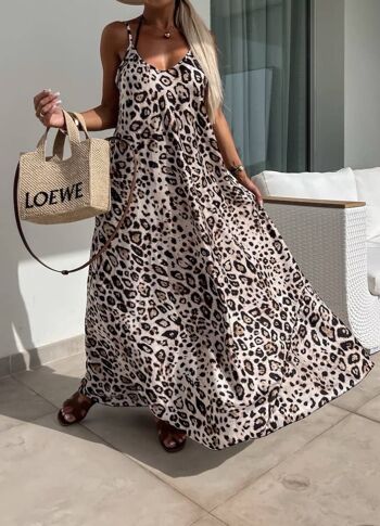 Robe longue imprimée leopard - 2335