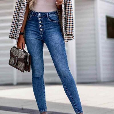 Jeans skinny con bottoni - G2297