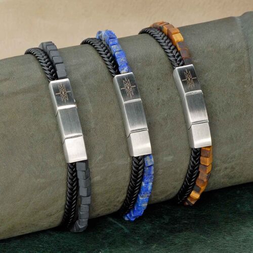 Bracelets Homme Cuir et Pierres Naturelles