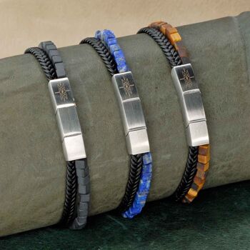 Bracelets Homme Cuir et Pierres Naturelles 1