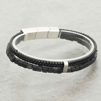 Bracelets Homme Cuir et Pierres Naturelles 3