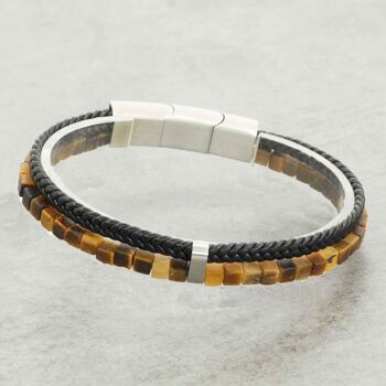 Bracelets Homme Cuir et Pierres Naturelles 4