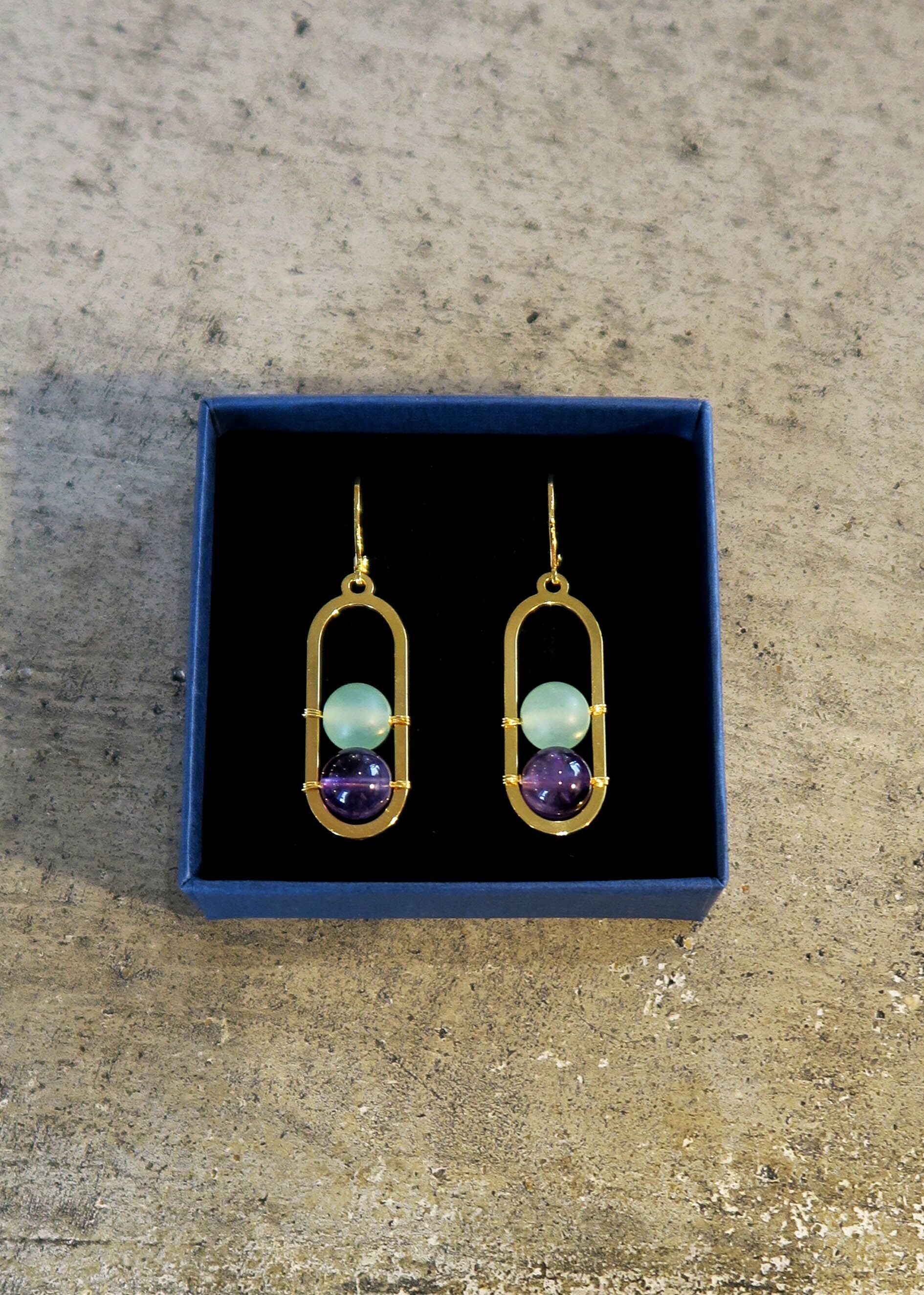 Orecchini di ametista e giada in stile egiziano Iside