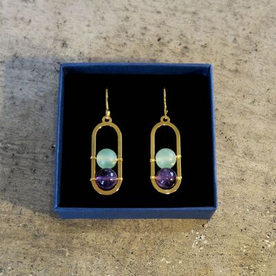 Isis Egyptian style amethyst and jade earrings