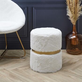 Pouf imitation fourrure blanc 2