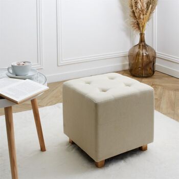 Pouf carré Hippolyte beige 2