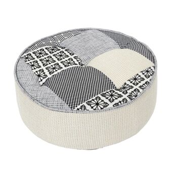 Pouf rond Patchwork gris 50 cm 1