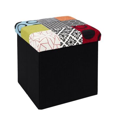 Contenitore portaoggetti patchwork pouf pieghevole