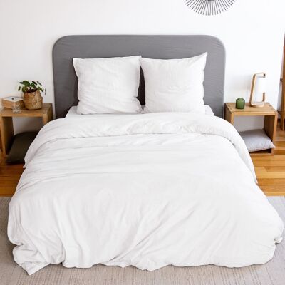 Bettbezug 240x260 + Kissenbezüge aus gewaschener Mikrofaser Weiß