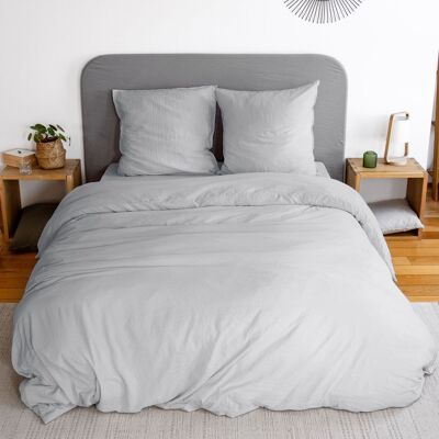 Completo letto 220x240 microfibra lavata Grigio Perla