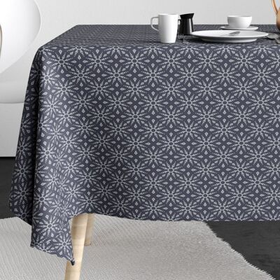 Tischdecke 150x300 cm Polyester mit grauen Schneeflockenmustern