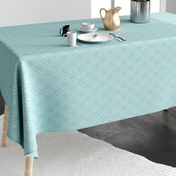 Nappe 150x250 cm Polyester à motifs Flocon Bleu 2