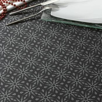 Nappe 150x350 cm Polyester à motifs Flocon Gris 4