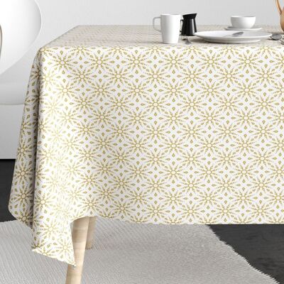 Mantel 150x250 cm Poliéster con estampado de copos de nieve Beige