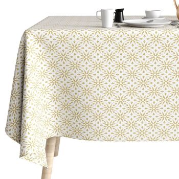 Nappe 150x300 cm Polyester à motifs Flocon Beige 4