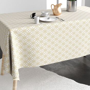 Nappe 150x350 cm Polyester à motifs Flocon Beige 2