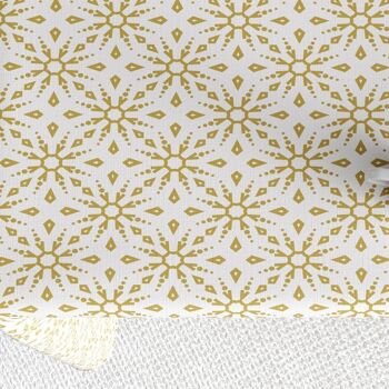 Nappe 150x350 cm Polyester à motifs Flocon Beige 3