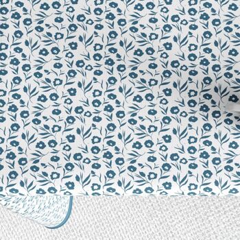 Nappe rectangle 140x250 Coton Fleurs Des Champs Bleu 3