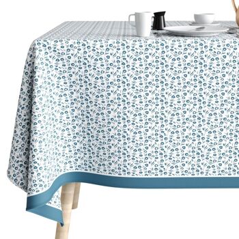 Nappe rectangle 140x200 Coton Fleurs Des Champs Bleu 4