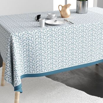 Nappe rectangle 140x300 Coton Fleurs Des Champs Bleu 2