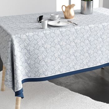 Nappe rectangulaire anti tache 140x200 cm Coton Planta Bleu 2