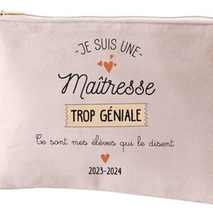 Trousse velours "Maîtresse trop géniale", spécial cadeaux de fin d'année scolaire