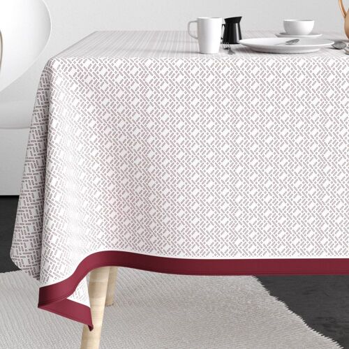 Nappe rectangulaire anti tache 140x200 cm Coton Barba Prune