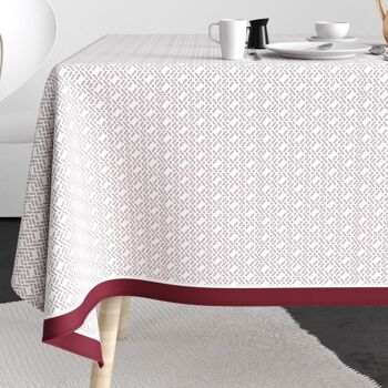 Nappe rectangulaire anti tache 140x250 cm Coton Barba Prune 1