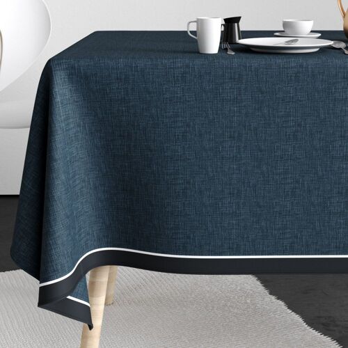 Nappe rectangle anti tache 140x200 Coton Chambray Bleu